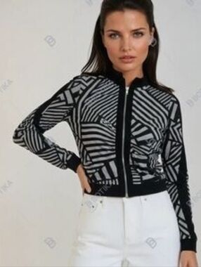 Joseph Ribkoff Black and Gray Geometric Jacket